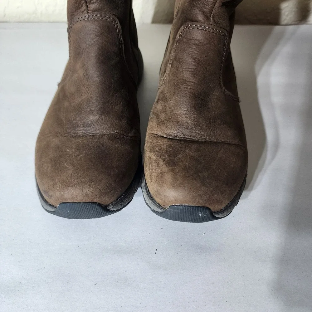 Eddie Bauer Huntley Tall Dark Brown Leather Boots Womens 8 61692237 FH20